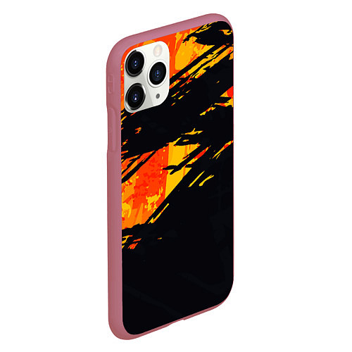 Чехол iPhone 11 Pro матовый Orange and black / 3D-Малиновый – фото 2