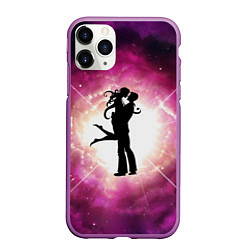 Чехол iPhone 11 Pro матовый Влюблённые - силуэт, цвет: 3D-фиолетовый