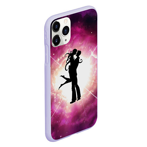 Чехол iPhone 11 Pro матовый Влюблённые - силуэт / 3D-Светло-сиреневый – фото 2