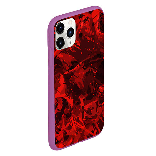 Чехол iPhone 11 Pro матовый Красные кляксы / 3D-Фиолетовый – фото 2