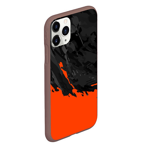 Чехол iPhone 11 Pro матовый Black & Orange / 3D-Коричневый – фото 2