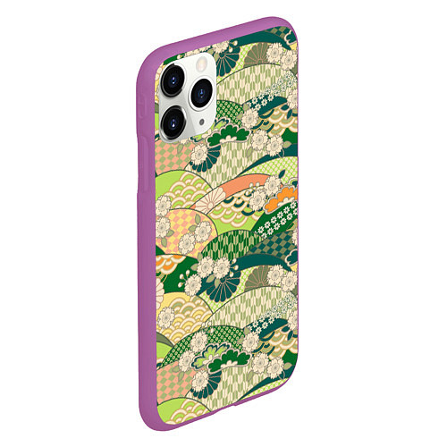 Чехол iPhone 11 Pro матовый Green fields / 3D-Фиолетовый – фото 2