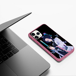 Чехол iPhone 11 Pro матовый Шинобу Кочо с клинком - demon slayer, цвет: 3D-малиновый — фото 2