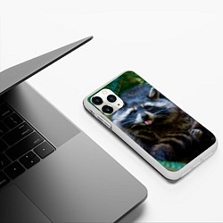 Чехол iPhone 11 Pro матовый Енот с языком, цвет: 3D-белый — фото 2
