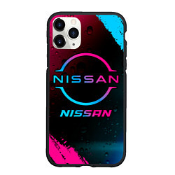 Чехол iPhone 11 Pro матовый Nissan - neon gradient, цвет: 3D-черный