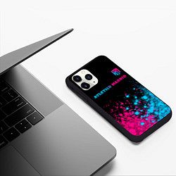 Чехол iPhone 11 Pro матовый Atletico Madrid - neon gradient: символ сверху, цвет: 3D-черный — фото 2