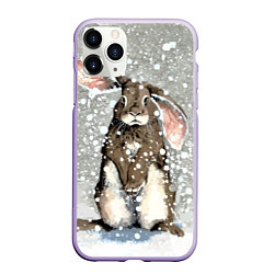 Чехол iPhone 11 Pro матовый Кролик Снежок Милый, цвет: 3D-светло-сиреневый