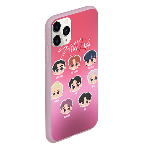 Чехол iPhone 11 Pro матовый Chibi Stray Kids / 3D-Розовый – фото 2