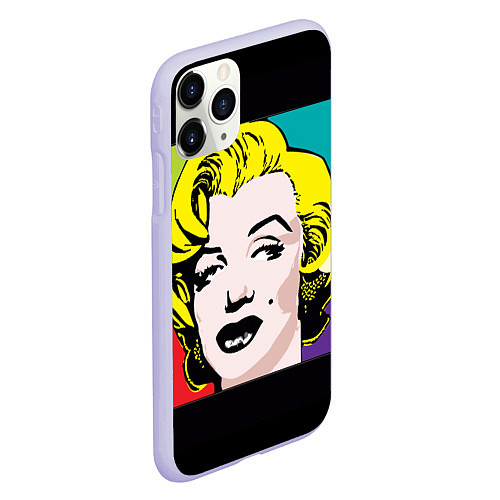Чехол iPhone 11 Pro матовый Ретро портрет Мэрилин Монро / 3D-Светло-сиреневый – фото 2