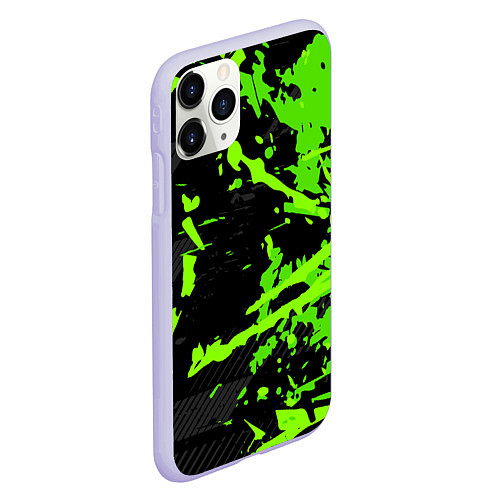 Чехол iPhone 11 Pro матовый Black & Green / 3D-Светло-сиреневый – фото 2