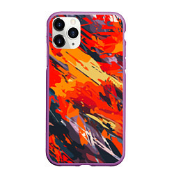 Чехол iPhone 11 Pro матовый Оранжевые кляксы, цвет: 3D-фиолетовый