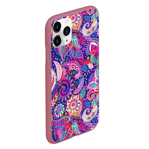Чехол iPhone 11 Pro матовый Multi-colored colorful patterns / 3D-Малиновый – фото 2