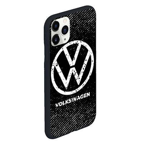 Чехол iPhone 11 Pro матовый Volkswagen с потертостями на темном фоне / 3D-Черный – фото 2