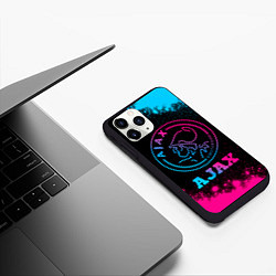 Чехол iPhone 11 Pro матовый Ajax - neon gradient, цвет: 3D-черный — фото 2