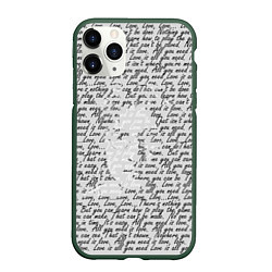 Чехол iPhone 11 Pro матовый Джон Леннон, портрет и слова песни, цвет: 3D-темно-зеленый