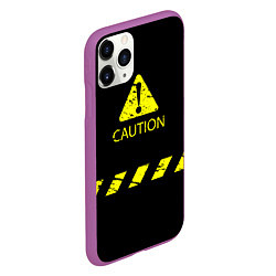 Чехол iPhone 11 Pro матовый CAUTION - Осторожно опасность, цвет: 3D-фиолетовый — фото 2