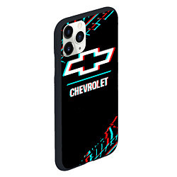 Чехол iPhone 11 Pro матовый Значок Chevrolet в стиле glitch на темном фоне, цвет: 3D-черный — фото 2
