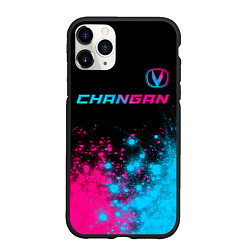 Чехол iPhone 11 Pro матовый Changan - neon gradient: символ сверху, цвет: 3D-черный