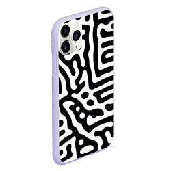 Чехол iPhone 11 Pro матовый Черно-белый фон, цвет: 3D-светло-сиреневый — фото 2
