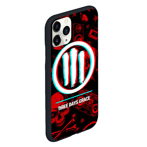 Чехол iPhone 11 Pro матовый Three Days Grace rock glitch / 3D-Черный – фото 2