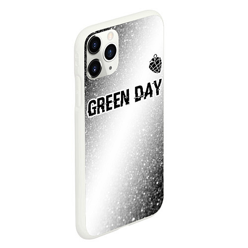 Чехол iPhone 11 Pro матовый Green Day glitch на светлом фоне: символ сверху / 3D-Белый – фото 2