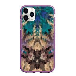 Чехол iPhone 11 Pro матовый Геометрический симметричный узор в коричневых тона, цвет: 3D-фиолетовый