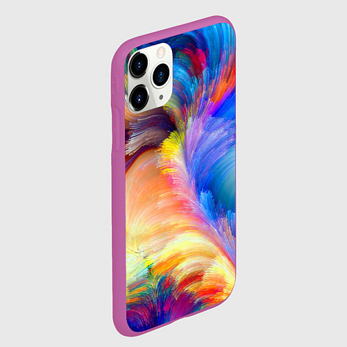 Чехол iPhone 11 Pro матовый Неоновое перо / 3D-Фиолетовый – фото 2