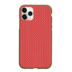 Чехол iPhone 11 Pro матовый Вязанное полотно - Красное, цвет: 3D-коричневый