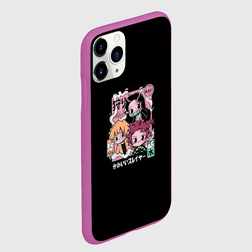Чехол iPhone 11 Pro матовый Клинок, рассекающий демонов чиби герои Танджиро, З / 3D-Фиолетовый – фото 2