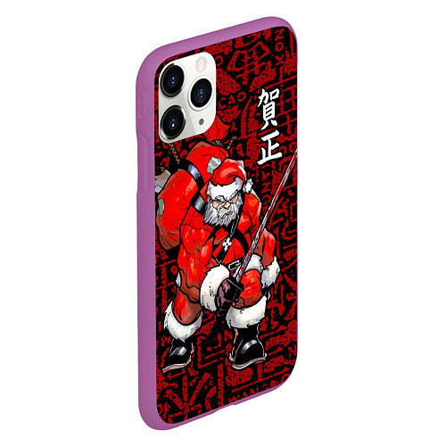 Чехол iPhone 11 Pro матовый Santa Claus Samurai / 3D-Фиолетовый – фото 2