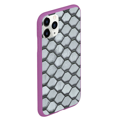 Чехол iPhone 11 Pro матовый Бетонная черепица - текстура / 3D-Фиолетовый – фото 2