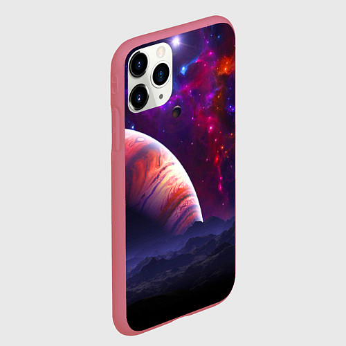 Чехол iPhone 11 Pro матовый Бесконечное космическое пространство - Планета / 3D-Малиновый – фото 2
