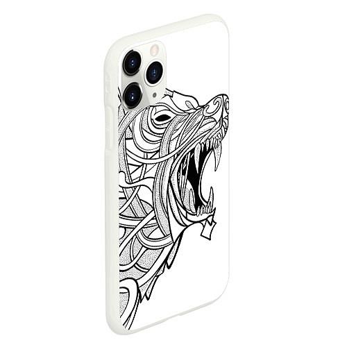 Чехол iPhone 11 Pro матовый Медведь тату арт / 3D-Белый – фото 2