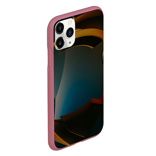 Чехол iPhone 11 Pro матовый Абстрактные золотые механизмы / 3D-Малиновый – фото 2