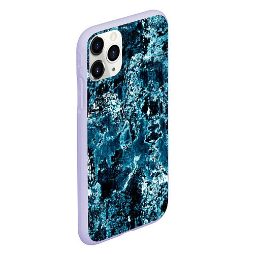 Чехол iPhone 11 Pro матовый Гранж - абстрактные синие разводы / 3D-Светло-сиреневый – фото 2