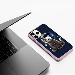 Чехол iPhone 11 Pro матовый Лунный котик, цвет: 3D-розовый — фото 2