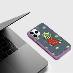 Чехол iPhone 11 Pro матовый Christmas funny bitcoin, цвет: 3D-фиолетовый — фото 2