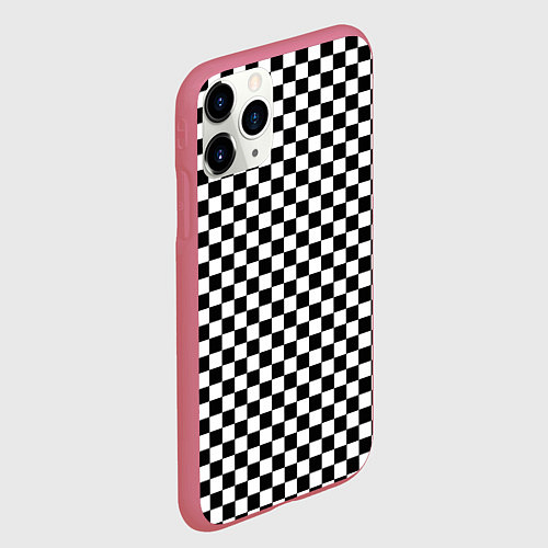 Чехол iPhone 11 Pro матовый Шахматное пано / 3D-Малиновый – фото 2