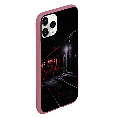 Чехол iPhone 11 Pro матовый Тоннель метро / 3D-Малиновый – фото 2