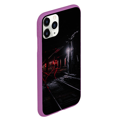 Чехол iPhone 11 Pro матовый Тоннель метро / 3D-Фиолетовый – фото 2