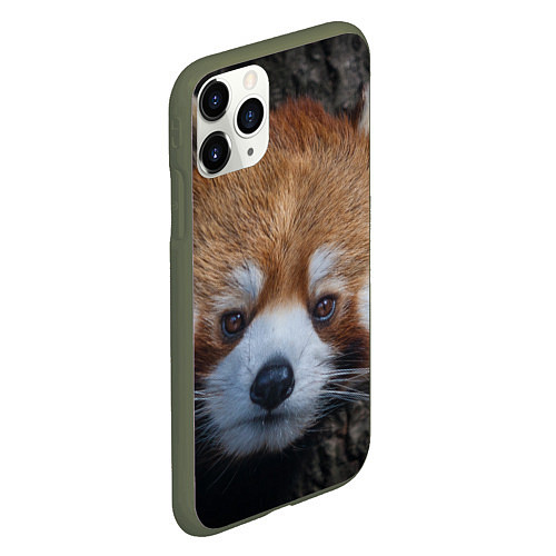 Чехол iPhone 11 Pro матовый Крaсная панда / 3D-Темно-зеленый – фото 2