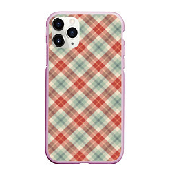 Чехол iPhone 11 Pro матовый Салатовый узор в клетку, цвет: 3D-розовый