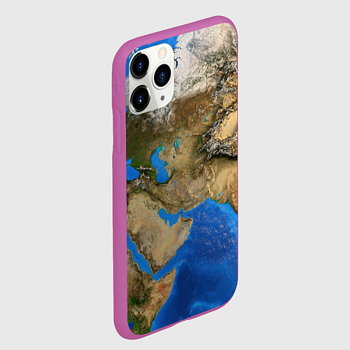 Чехол iPhone 11 Pro матовый Земля с высоты / 3D-Фиолетовый – фото 2