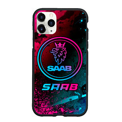 Чехол iPhone 11 Pro матовый Saab - neon gradient, цвет: 3D-черный