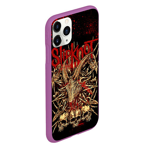 Чехол iPhone 11 Pro матовый Slipknot red black / 3D-Фиолетовый – фото 2