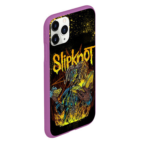 Чехол iPhone 11 Pro матовый Slipknot Yellow Monster / 3D-Фиолетовый – фото 2