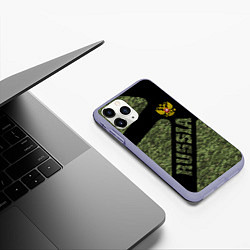 Чехол iPhone 11 Pro матовый Камуфляж - RUSSIA, цвет: 3D-светло-сиреневый — фото 2