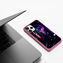 Чехол iPhone 11 Pro матовый Фиолетовая вода и краски, цвет: 3D-малиновый — фото 2