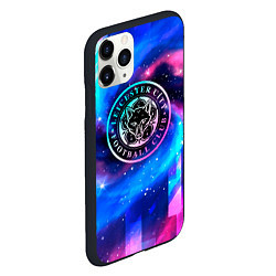 Чехол iPhone 11 Pro матовый Leicester City неоновый космос, цвет: 3D-черный — фото 2