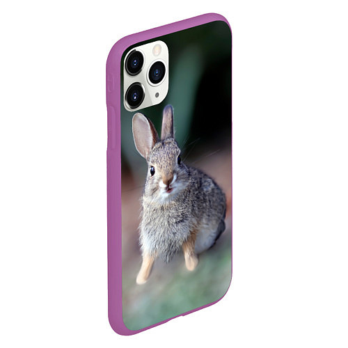 Чехол iPhone 11 Pro матовый Малыш кролик / 3D-Фиолетовый – фото 2